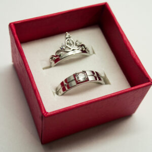 Royal Crown Couple Rings Set – Silver Plated
