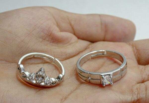 Royal Crown Couple Rings Set – Silver Plated - Image 4
