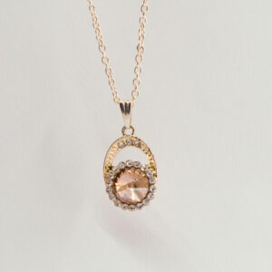 Royal Yellow Crystal Pendant Necklace – Gold-Tone Elegance