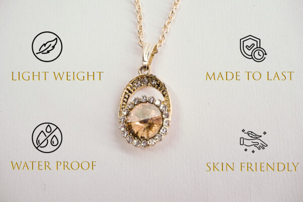 Royal Yellow Crystal Pendant Necklace – Gold-Tone Elegance - Image 3