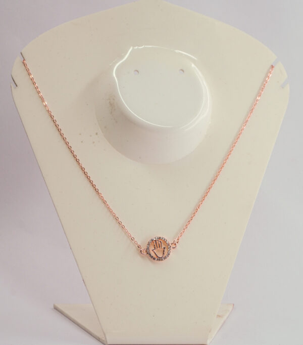 Rose Gold Hamsa Hand Necklace – Sparkling Crystal Protection Pendant - Image 3