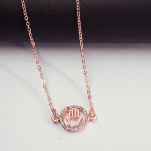 Rose Gold Hamsa Hand Necklace – Sparkling Crystal Protection Pendant