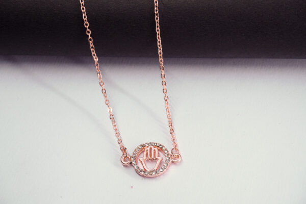 Rose Gold Hamsa Hand Necklace – Sparkling Crystal Protection Pendant
