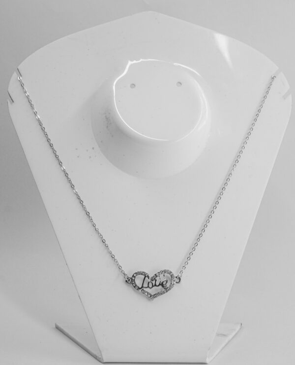 Silver “Love” Heart Necklace – Elegant Symbol of Romance - Image 3