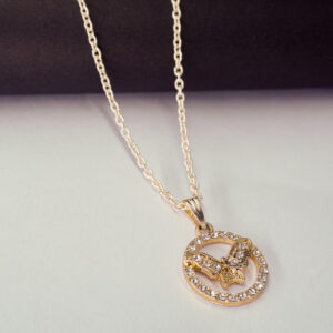Chic Gold-Tone Butterfly Pendant Necklace