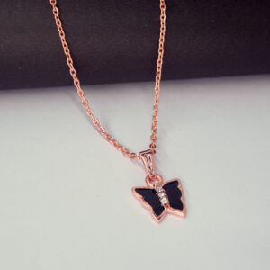 Delicate Rose Gold Butterfly Pendant Necklace