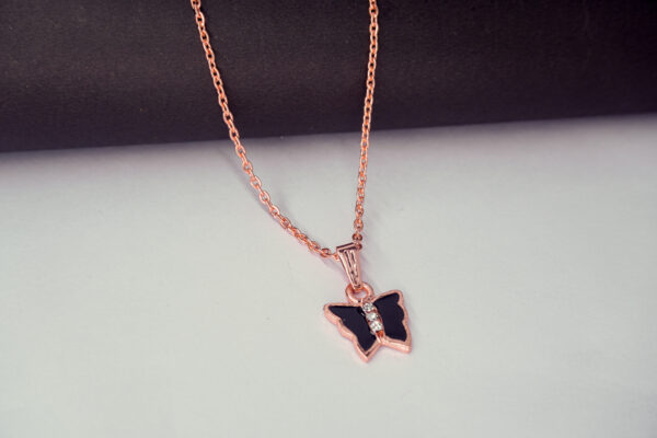 Delicate Rose Gold Butterfly Pendant Necklace