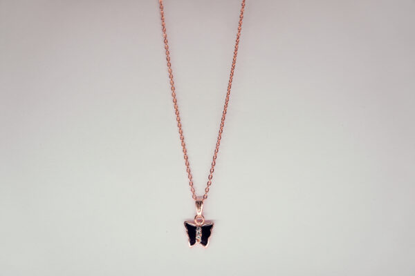 Delicate Rose Gold Butterfly Pendant Necklace - Image 3