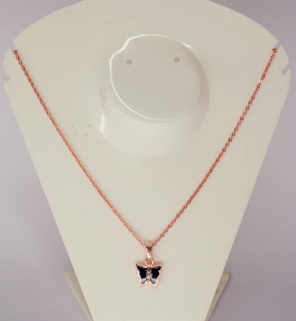 Delicate Rose Gold Butterfly Pendant Necklace - Image 2