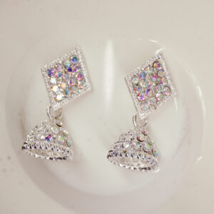 Sparkling Diamond-Cut Silver Jhumka Earrings