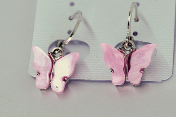 Elegant Pink Butterfly Drop Earrings - Image 3