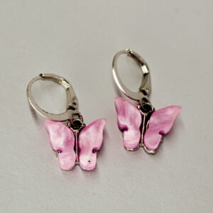 Elegant Pink Butterfly Drop Earrings