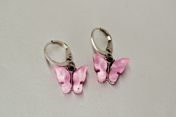 Elegant Pink Butterfly Drop Earrings