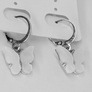 Elegant White Butterfly Drop Earrings