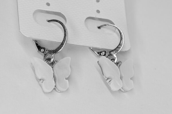 Elegant White Butterfly Drop Earrings