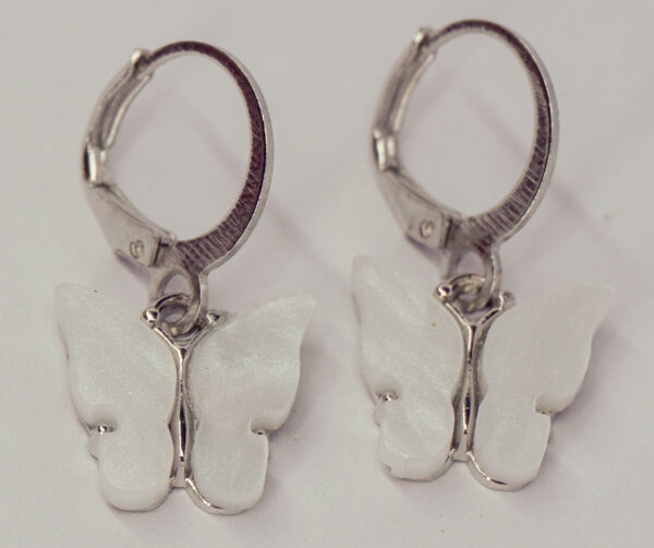 Elegant White Butterfly Drop Earrings - Image 2