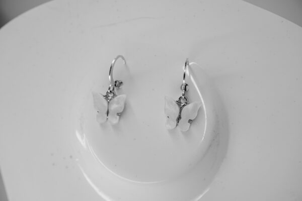 Elegant White Butterfly Drop Earrings - Image 3