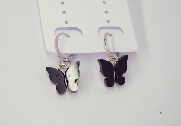 Elegant Black Butterfly Drop Earrings - Image 3