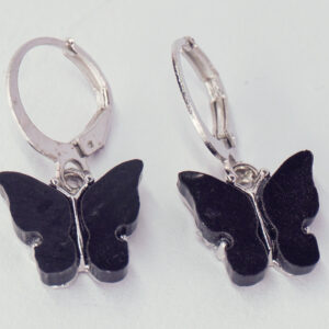Elegant Black Butterfly Drop Earrings
