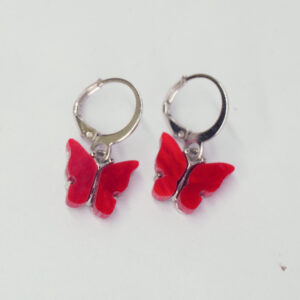 Elegant Red Butterfly Drop Earrings