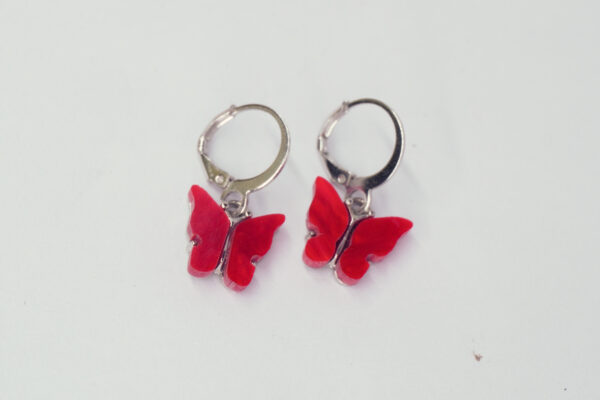 Elegant Red Butterfly Drop Earrings