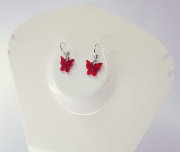 Elegant Red Butterfly Drop Earrings - Image 2