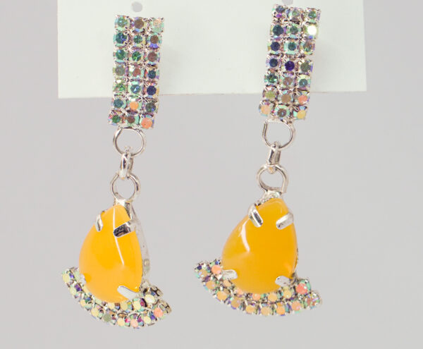 Yellow Crystal Drop Earrings