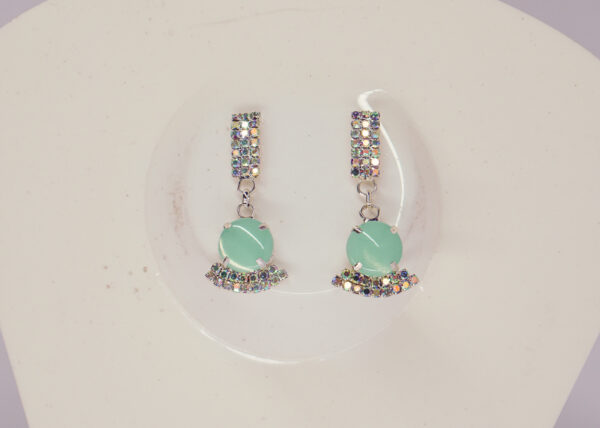 Mint Crystal Drop Earrings - Image 3
