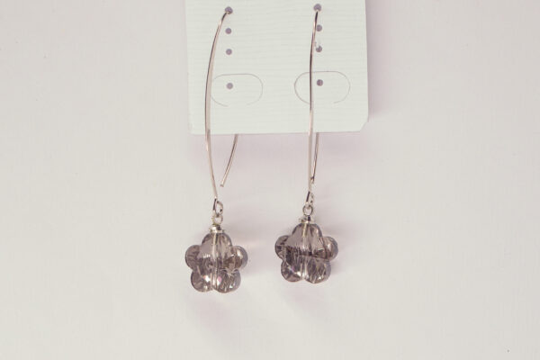 Crystal Bloom Dangle Earrings – Smoky Grey - Image 2