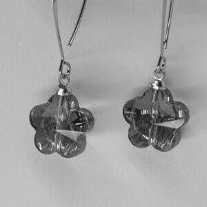 Crystal Bloom Dangle Earrings – Smoky Grey