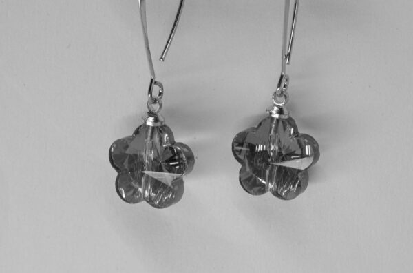 Crystal Bloom Dangle Earrings – Smoky Grey