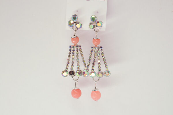 Coral Cascade Crystal Earrings