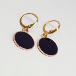 Midnight Gold Oval Drop Earrings