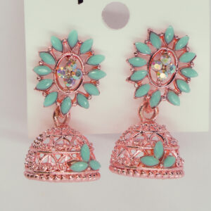 Blush Mint Floral Jhumka Earrings