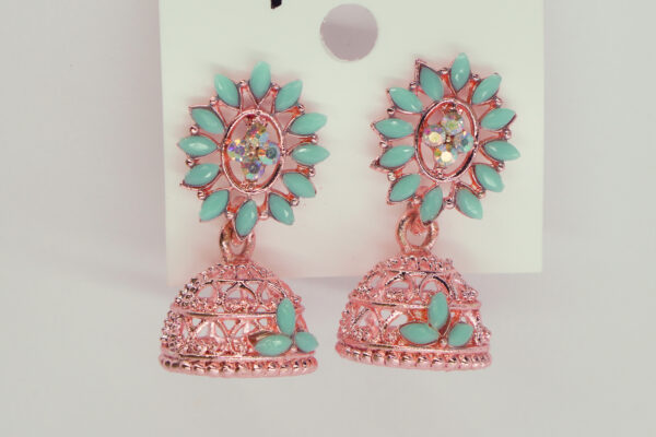 Blush Mint Floral Jhumka Earrings