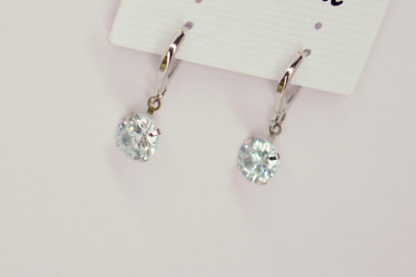 Classic Solitaire Zircon Earrings with Silver Finish - Image 3