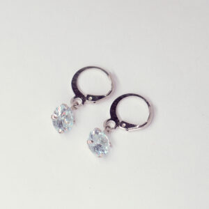 Classic Solitaire Zircon Earrings with Silver Finish
