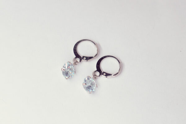 Classic Solitaire Zircon Earrings with Silver Finish