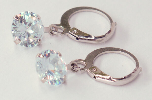 Classic Solitaire Zircon Earrings with Silver Finish - Image 2